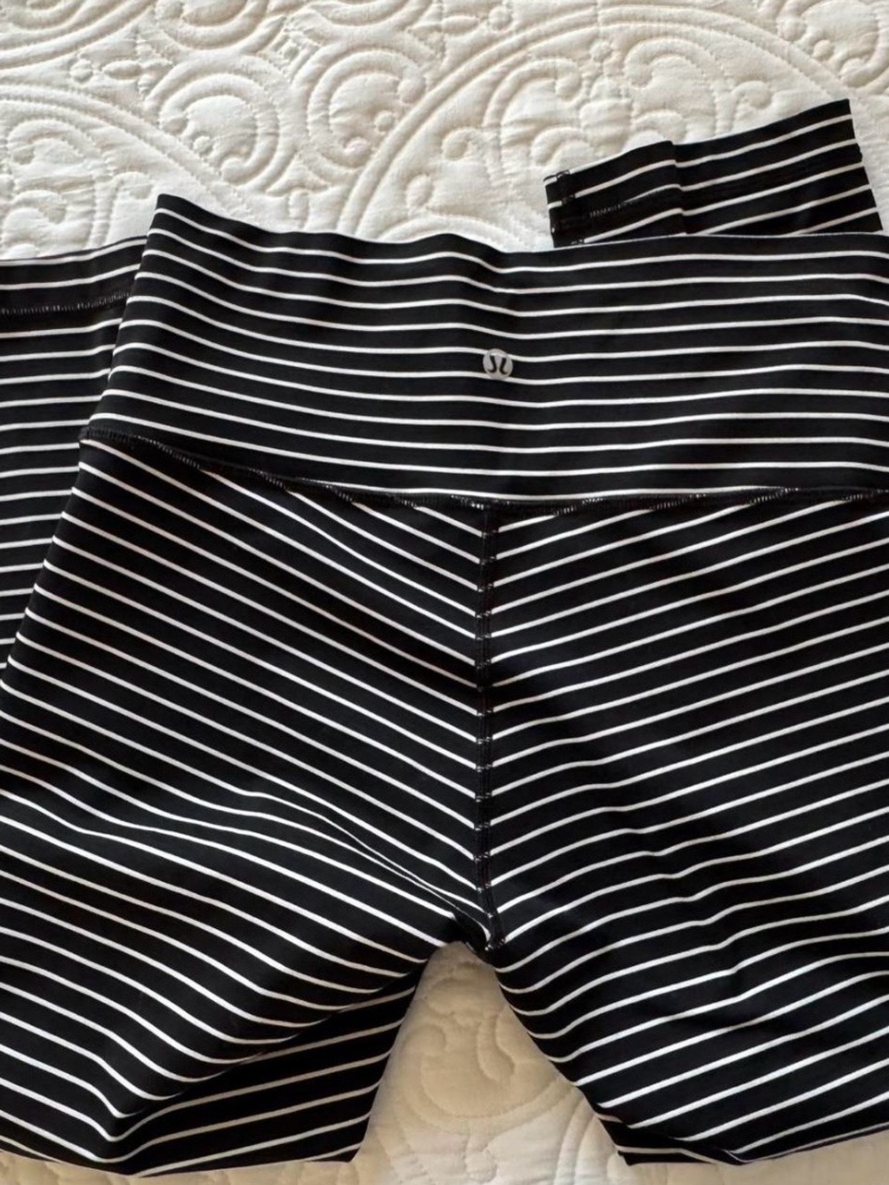 Lululemon Black & White Striped Leggings